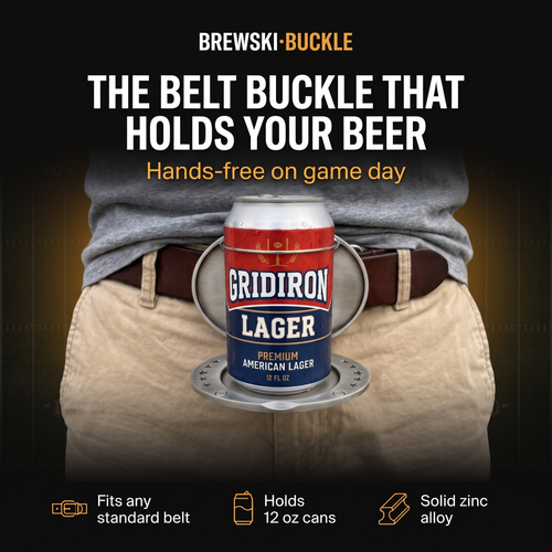 Brewski Buckle, the belt buckle that holds your beer