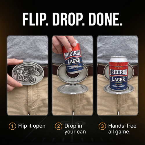 How it works: flip it open, drop in your can, hands-free